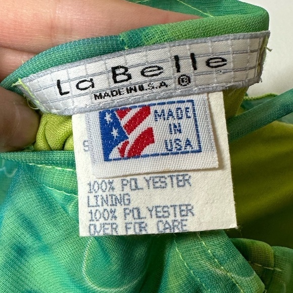 VINTAGE La Belle Lime Green Burnout Mini Dress Small - Picture 3 of 5